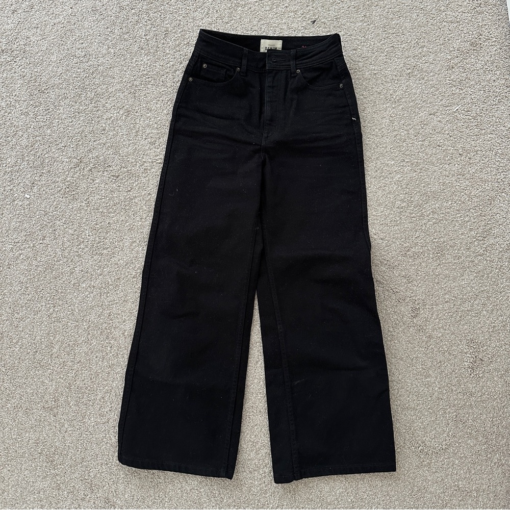 Sezane Black Wide Leg Jeans — Le Crop